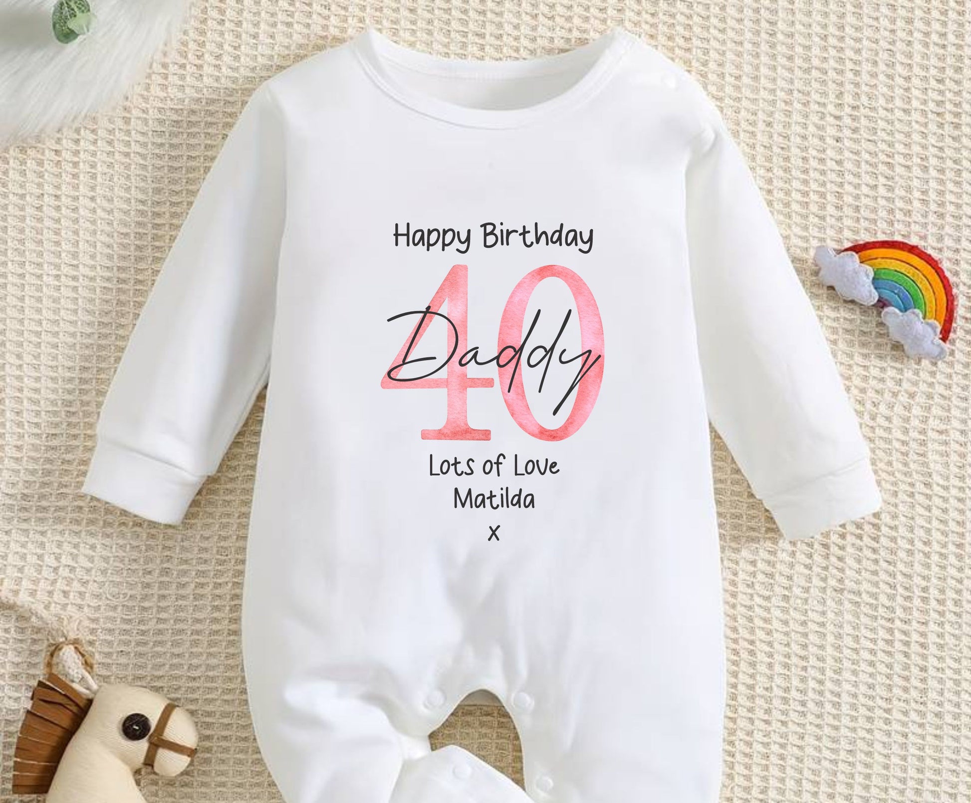 Personalised Happy birthday Daddy baby romper