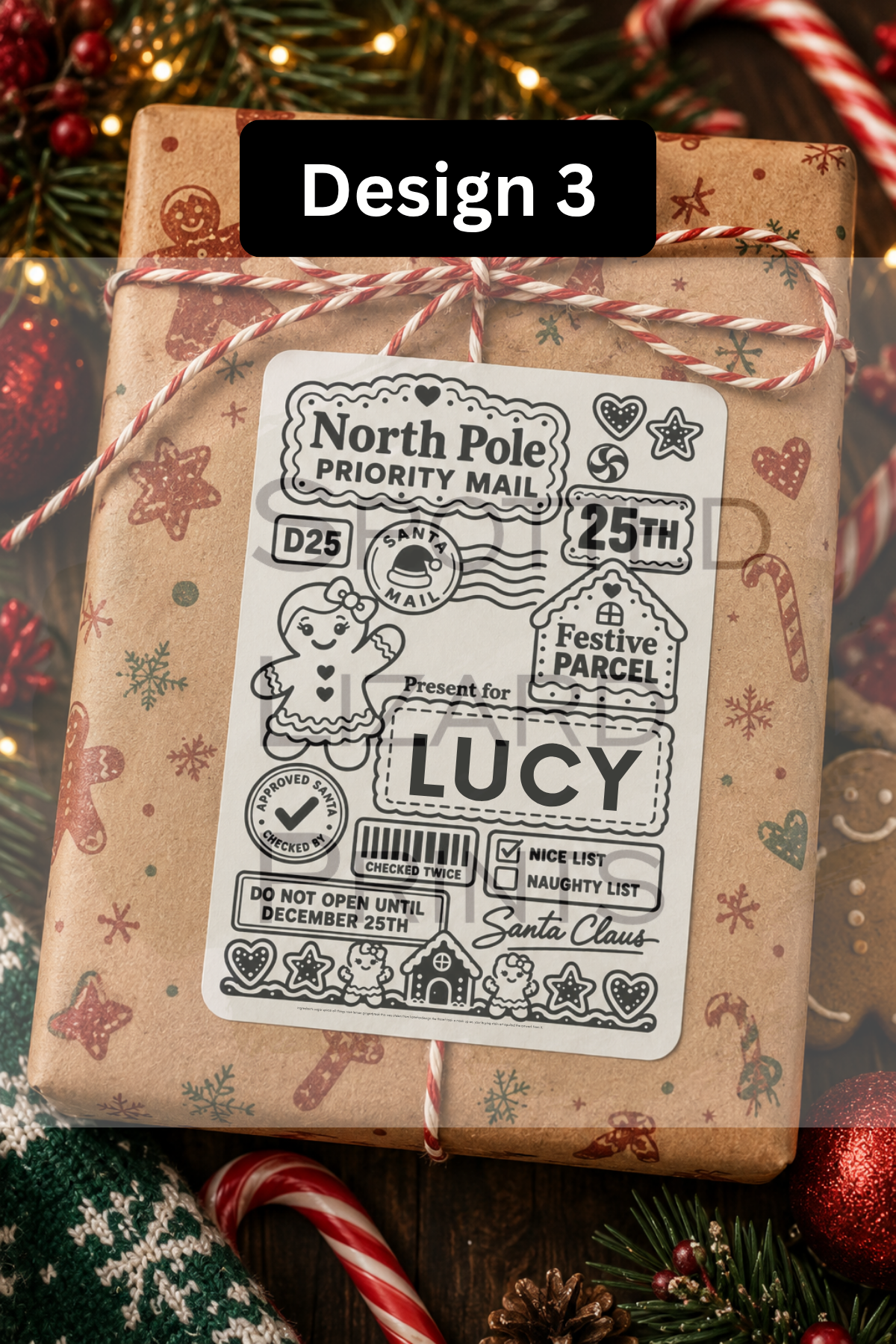 Personalised Christmas Gift Labels | North Pole Priority Mail Parcel Stickers | Blank or Custom Name Christmas Present Labels