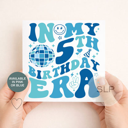 5th Birthday Card – In My 5th Birthday Era – Trendy 5 Year Old Birthday Card – Retro Disco Fifth Birthday – In my 5th era birthday