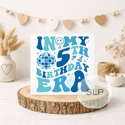 5th Birthday Card – In My 5th Birthday Era – Trendy 5 Year Old Birthday Card – Retro Disco Fifth Birthday – In my 5th era birthday