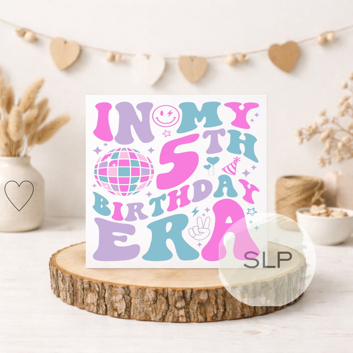 5th Birthday Card – In My 5th Birthday Era – Trendy 5 Year Old Birthday Card – Retro Disco Fifth Birthday – In my 5th era birthday