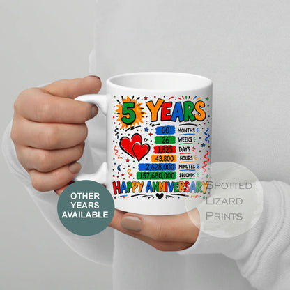 5 Year Anniversary Mug Gift for Husband Wife | 5th Anniversary Coffee Mug | Happy Anniversary Wood Anniversary Gift