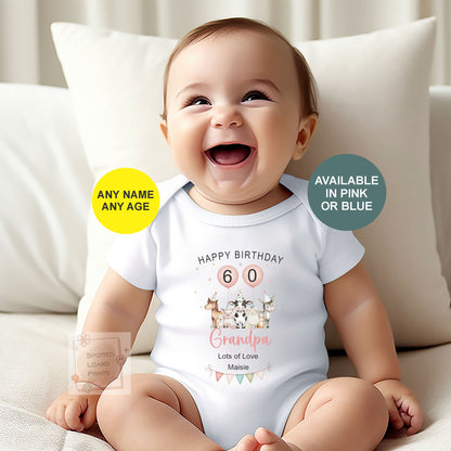 Personalised Birthday Baby Vest, Grandad Birthday Gift, Grandpa Birthday Outfit, Custom Baby Bodysuit, Any Age 50th 60th 70th 80th Birthday