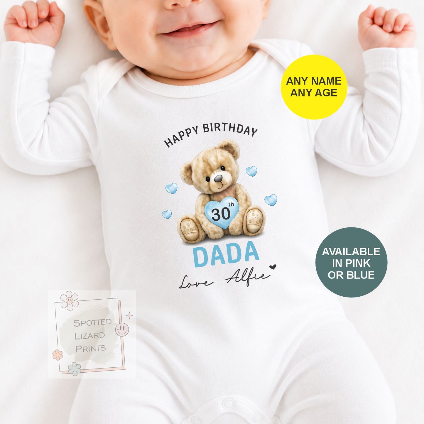 Personalised Happy Birthday Daddy Baby Vest | 30th 40th 50th 60th Birthday Daddy Outfit | Sleepsuit Gift from Baby | Dad Birthday