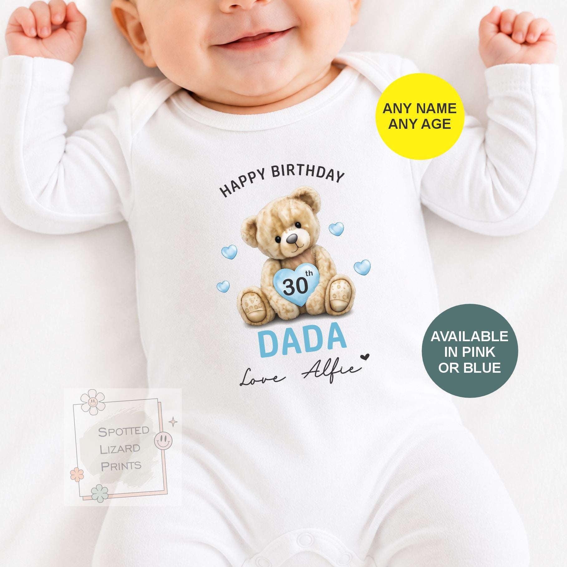 Personalised Happy Birthday Daddy Baby Vest | 30th 40th 50th 60th Birthday Daddy Outfit | Sleepsuit Gift from Baby | Dad Birthday
