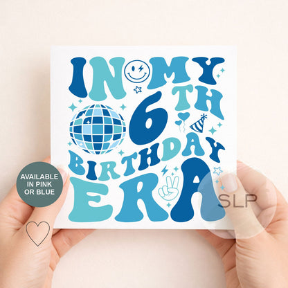 6th Birthday Card – In My 6th Birthday Era – Trendy 6 Year Old Birthday Card – Retro Disco Sixth Birthday – In my 6th era birthday