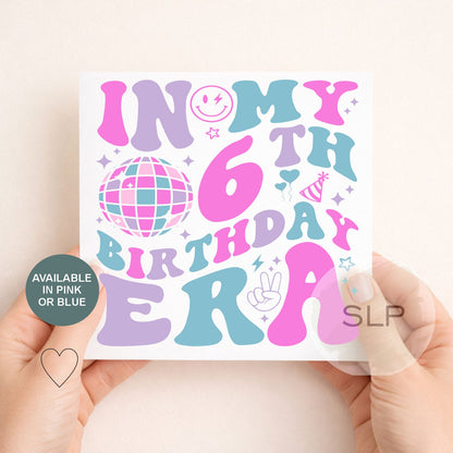 6th Birthday Card – In My 6th Birthday Era – Trendy 6 Year Old Birthday Card – Retro Disco Sixth Birthday – In my 6th era birthday