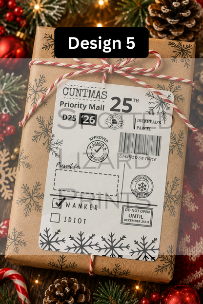 Personalised Christmas Gift Labels | North Pole Priority Mail Parcel Stickers | Blank or Custom Name Christmas Present Labels