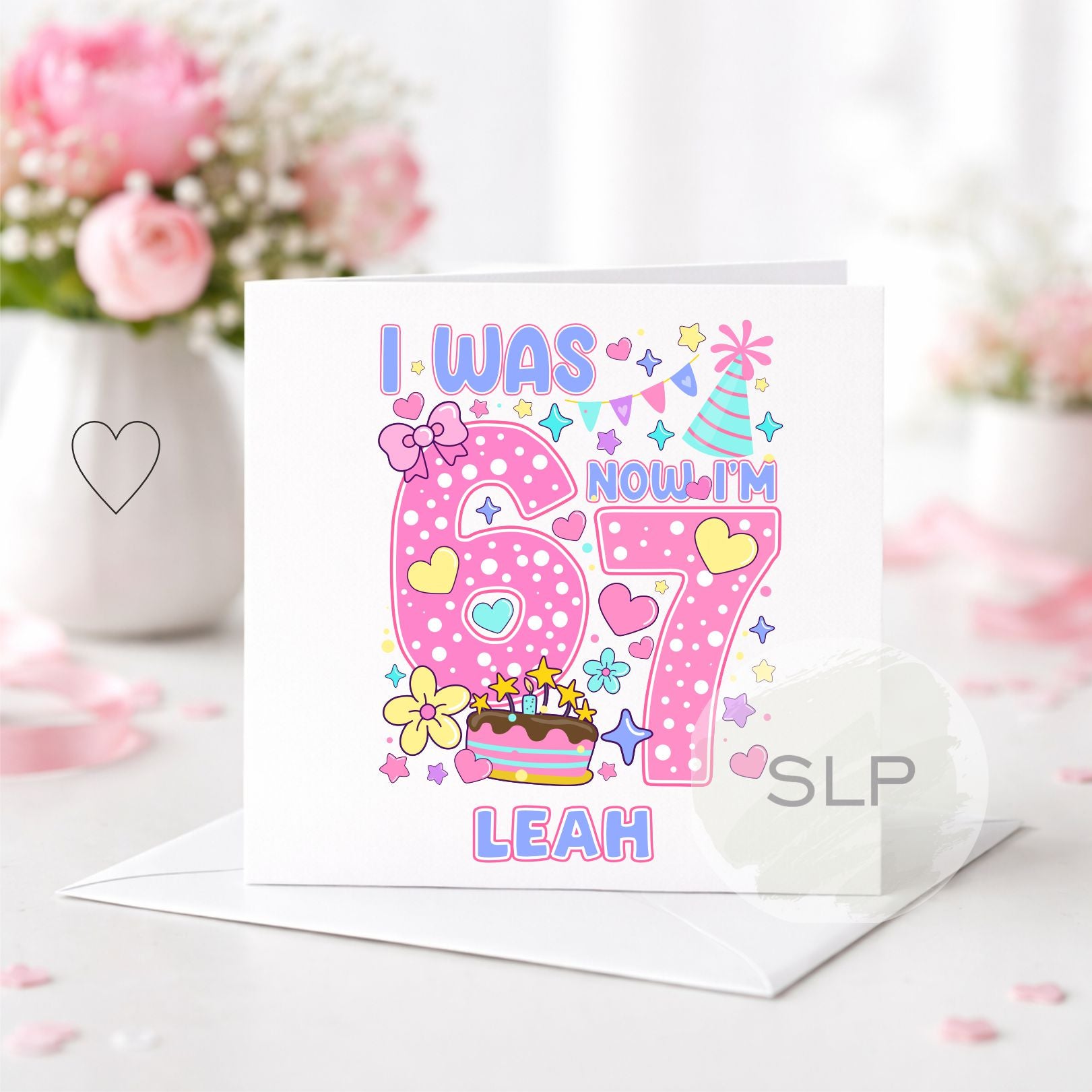 Personalised Kids Birthday Card - I Was 6 Now I'm 7 Design, 6 7 Trend 7th Birthday Card for Girls |  | I Was 6 Now I’m 7 Card