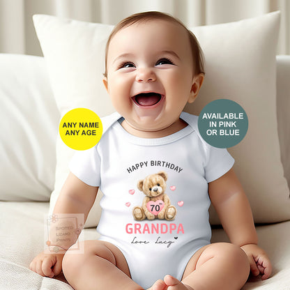 Personalised Birthday Baby Vest, Grandad Birthday Gift, Grandpa Birthday Outfit, Custom Baby Bodysuit, Any Age 50th 60th 70th 80th Birthday