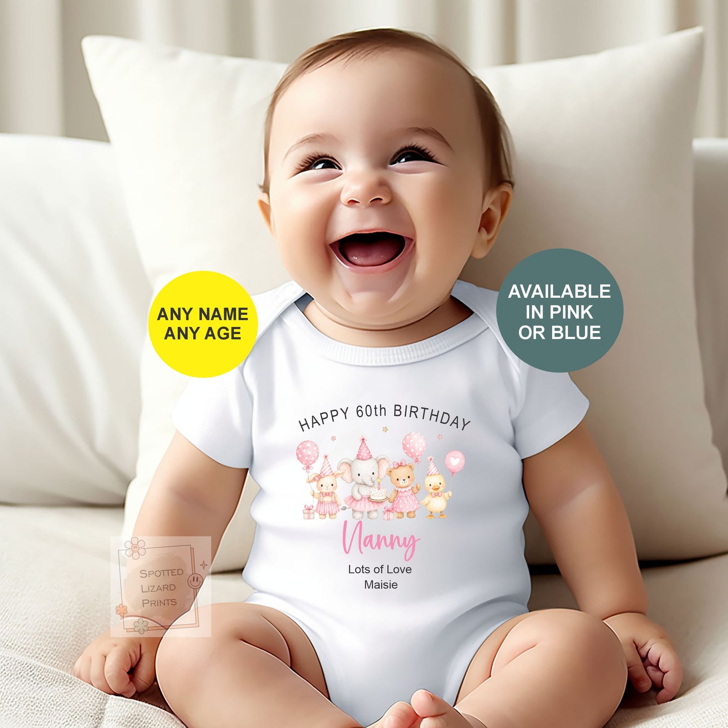Personalised Birthday Baby Vest, Nanny Birthday Gift, Nana Birthday Outfit, Custom Baby Bodysuit, Any Age 50th 60th 70th 80th Birthday