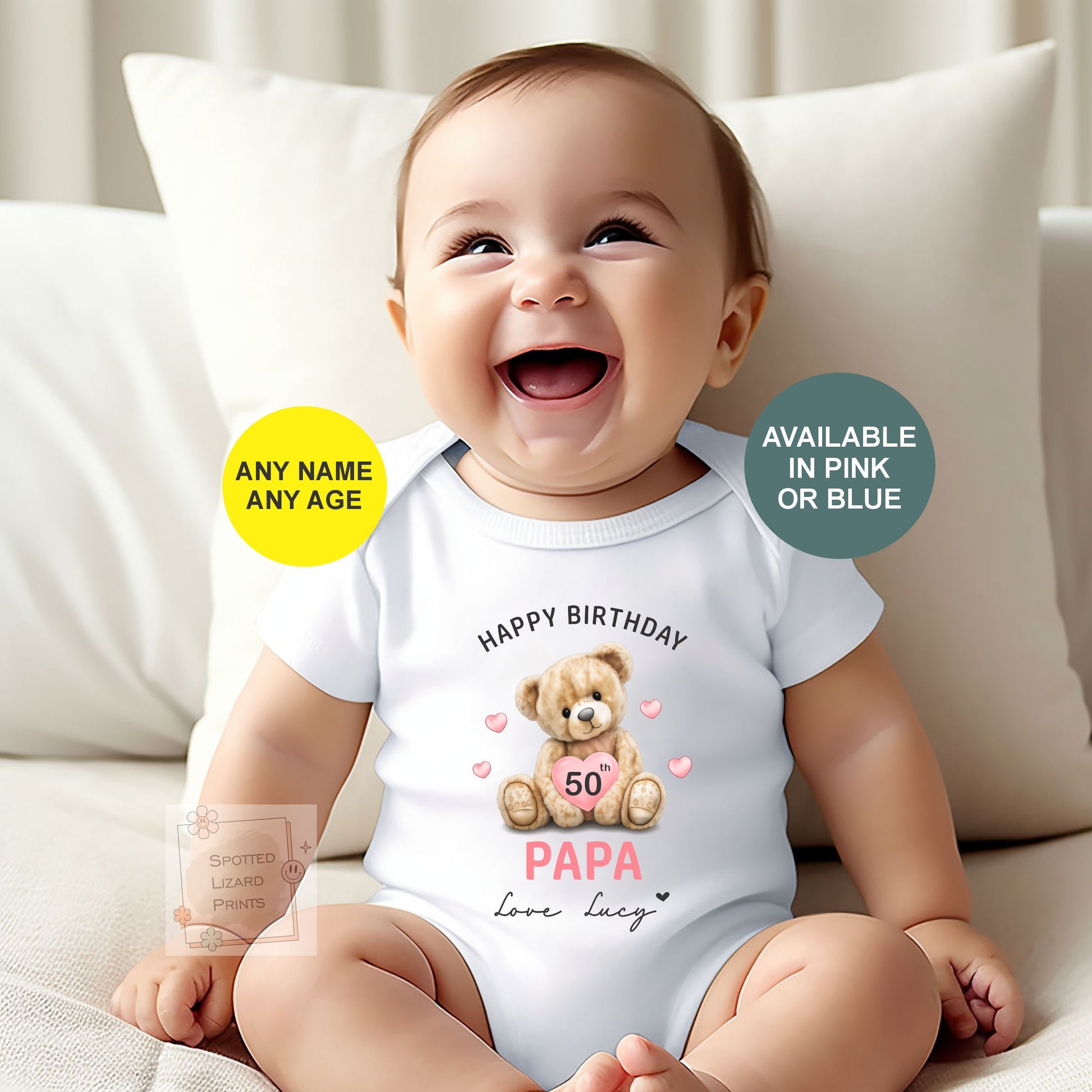 Personalised Happy Birthday Daddy Baby Vest | 30th 40th 50th 60th Birthday Daddy Outfit | Sleepsuit Gift from Baby | Dad Birthday