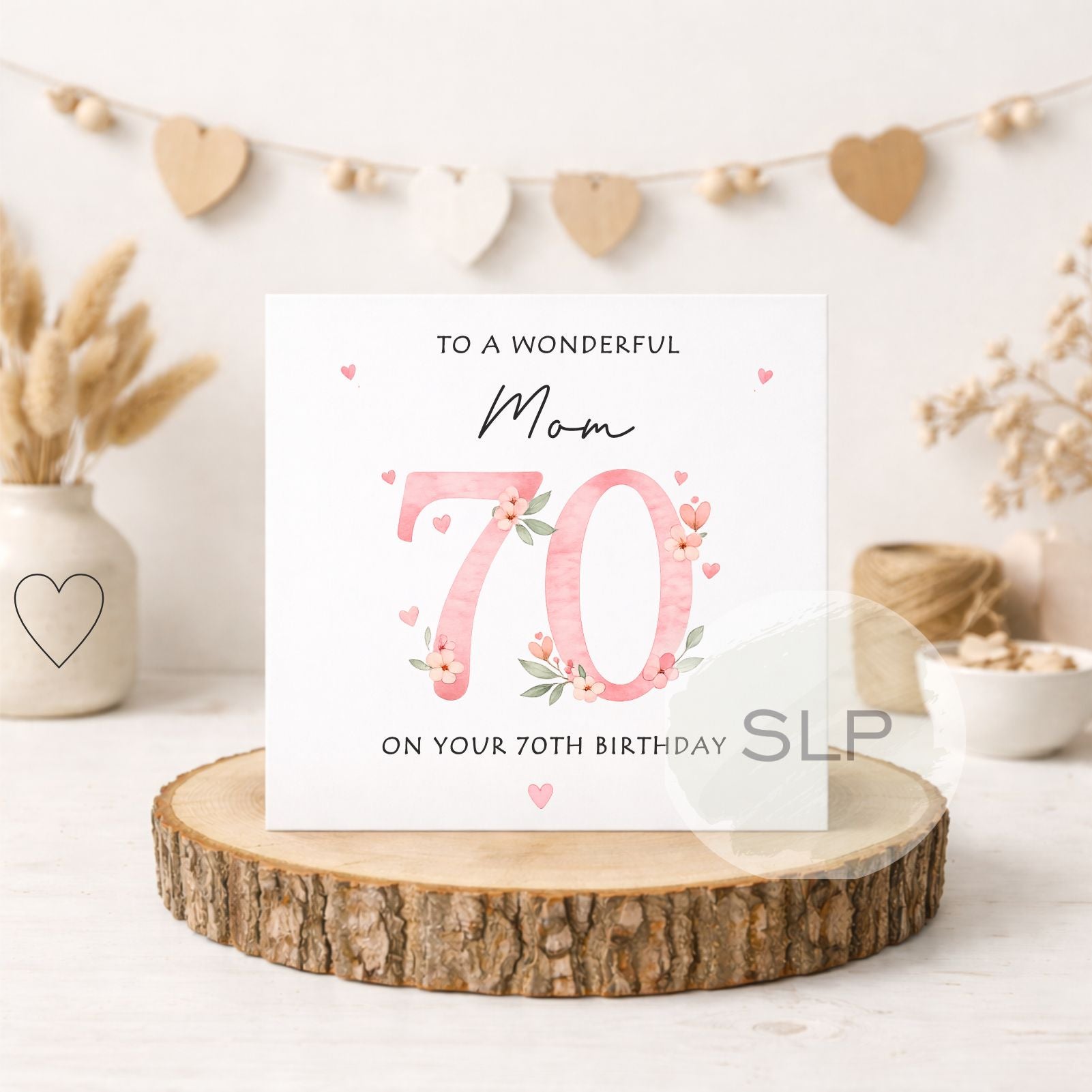 Personalised 70th Birthday Card – Floral Pink 70 – Custom Mum, Nan or Any Name