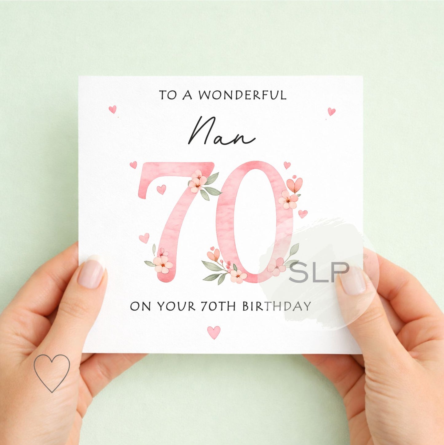 Personalised 70th Birthday Card – Floral Pink 70 – Custom Mum, Nan or Any Name