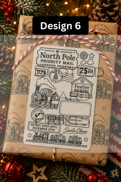Personalised Christmas Gift Labels | North Pole Priority Mail Parcel Stickers | Blank or Custom Name Christmas Present Labels
