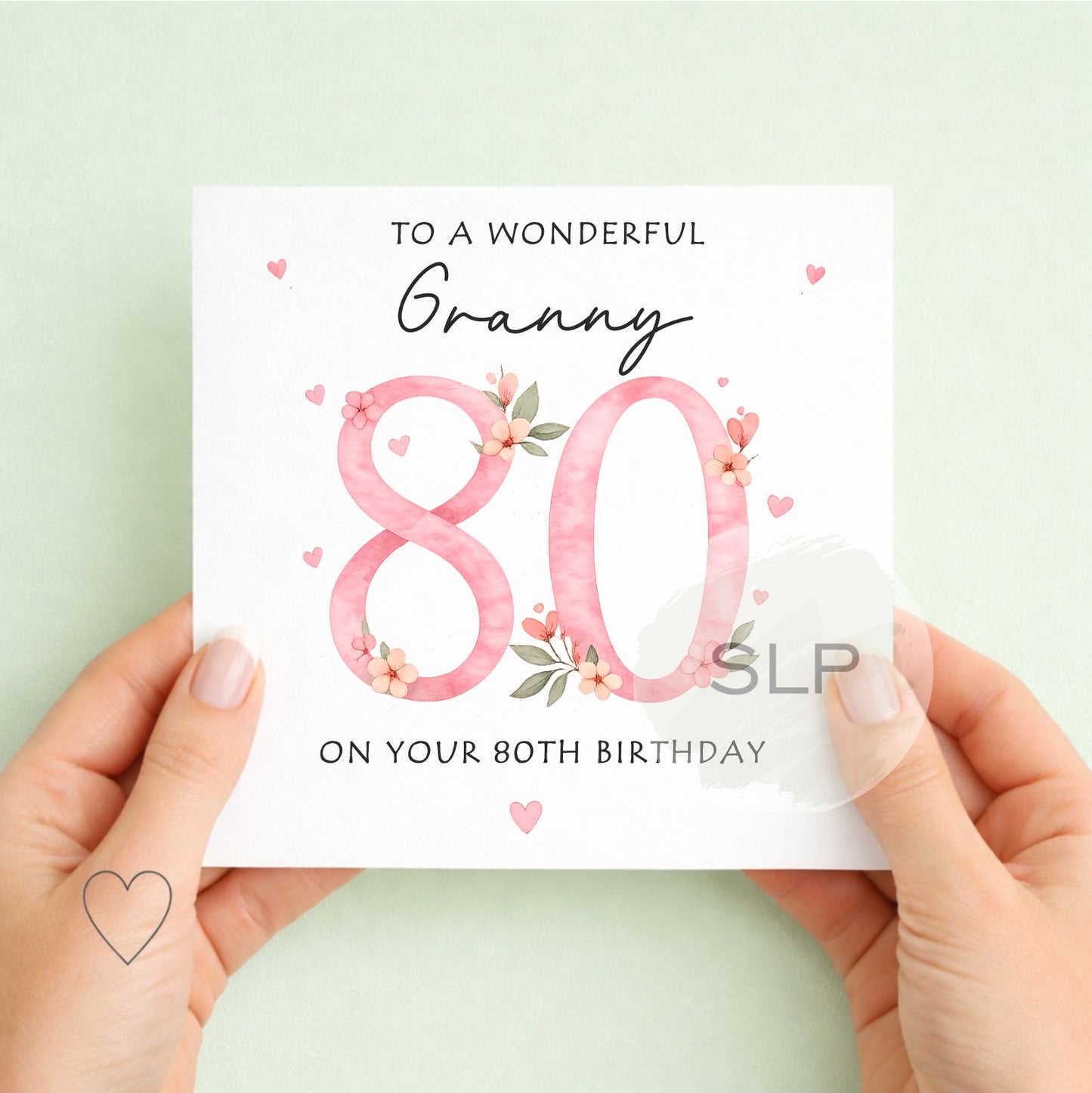 Personalised 80th Birthday Card – Floral Pink 80 – Custom Mum, Nan or Any Name