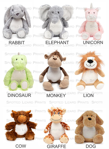Personalised New Baby Soft Toy Name and Date of Birth - New Baby Gift - Baby Shower - Christening Gift - Baby Girl Baby Boy