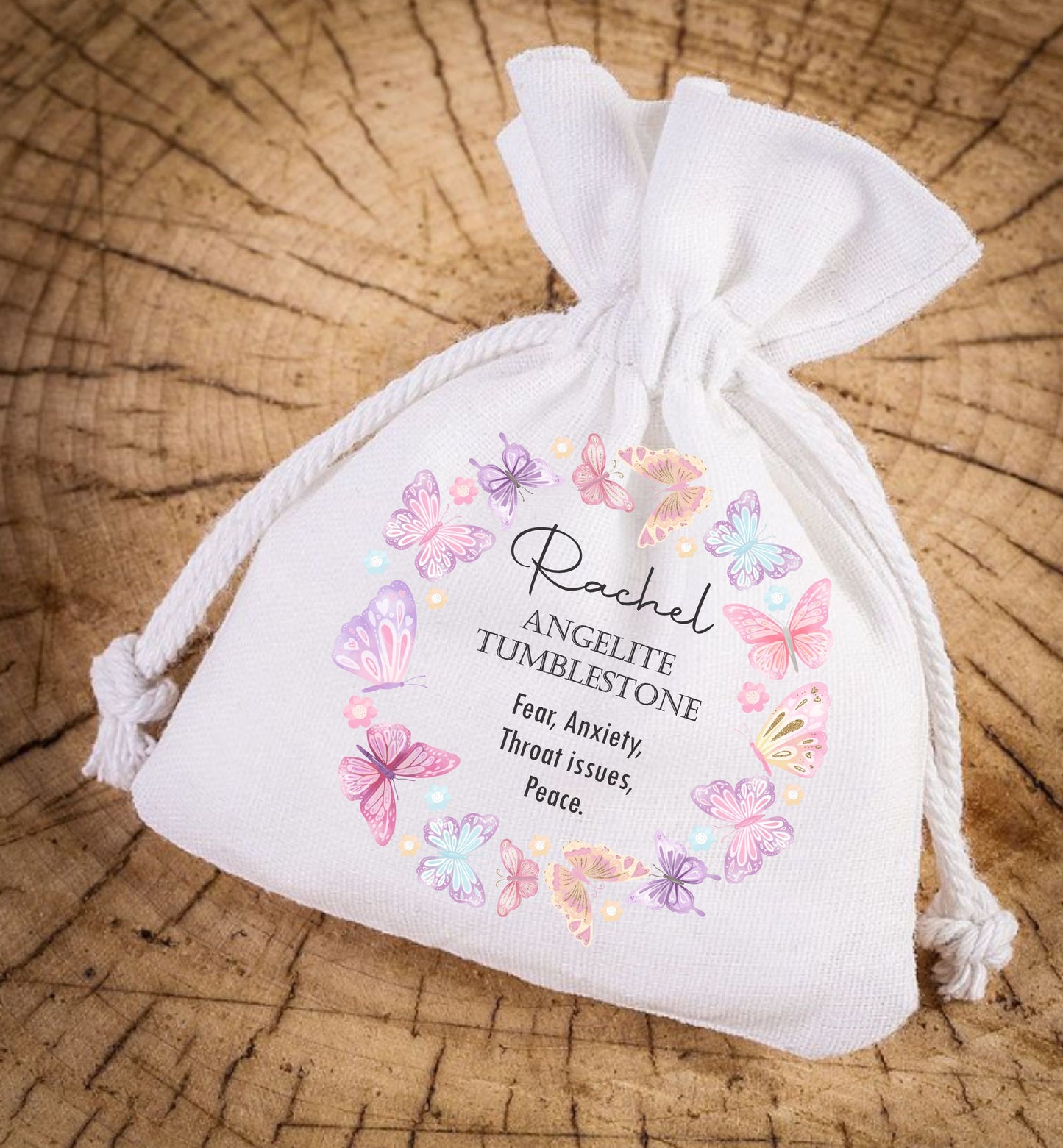 angelite tumblestone personalised bag