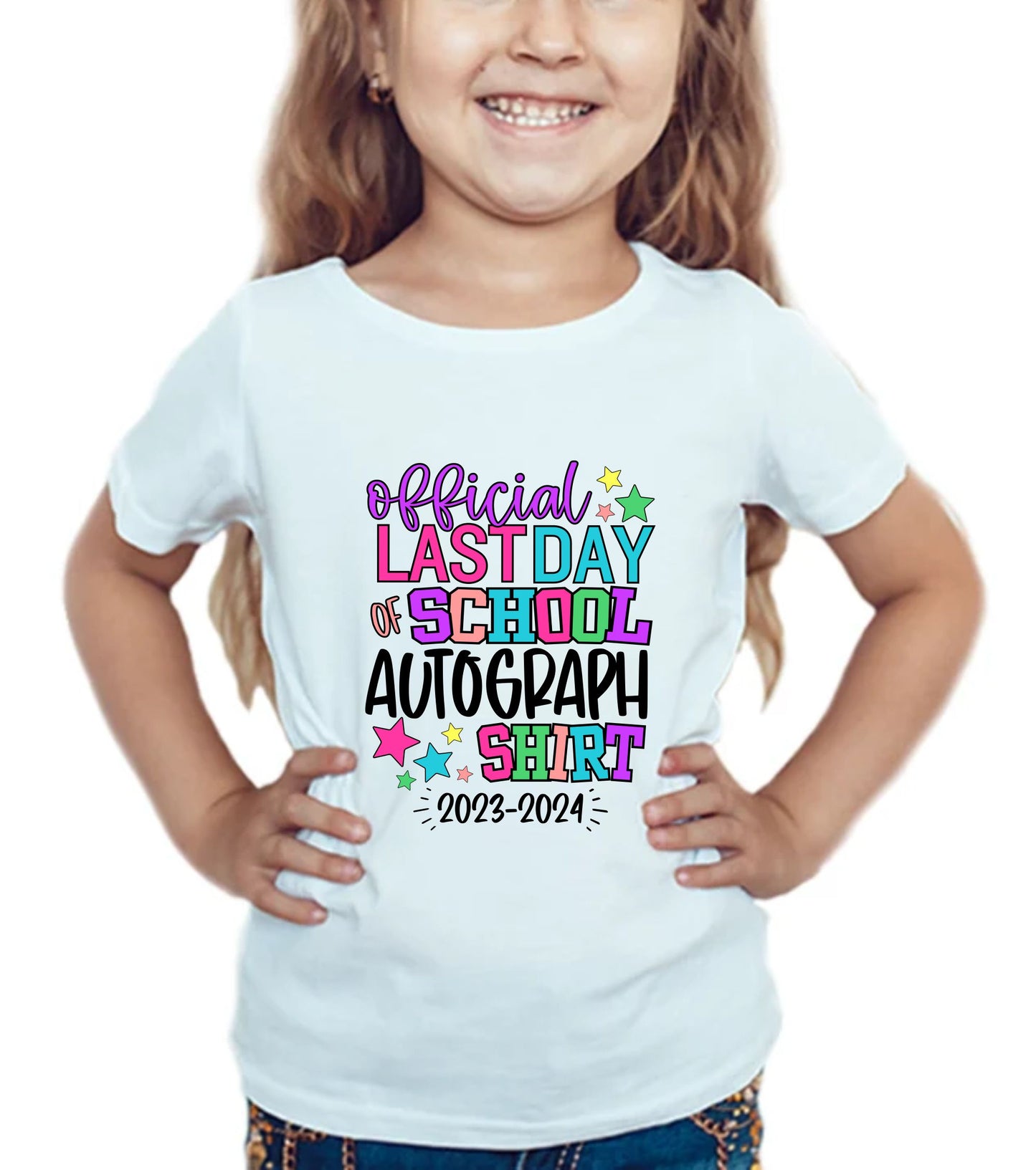 School leavers personalised white autograph T-Shirt