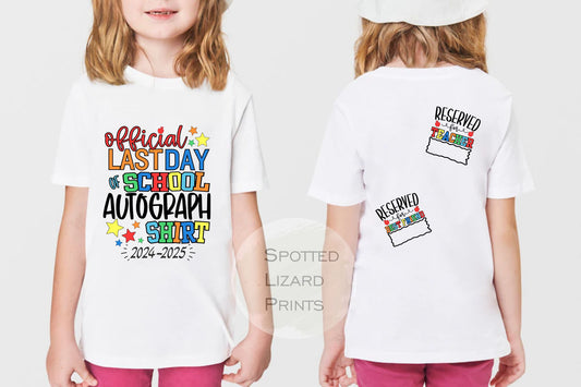 School Leaver Autograph T-Shirts | End Of Year Leavers Tops |  Last Day Nursery | Preschool leavers | Friends Sign Their Names