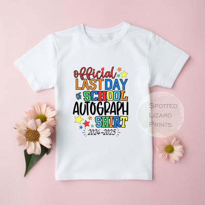 School Leaver Autograph T-Shirts | End Of Year Leavers Tops |  Last Day Nursery | Preschool leavers | Friends Sign Their Names