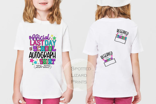 School Leaver Autograph T-Shirts | End Of Year Leavers Tops |  Last Day Nursery | Preschool leavers | Friends Sign Their Names