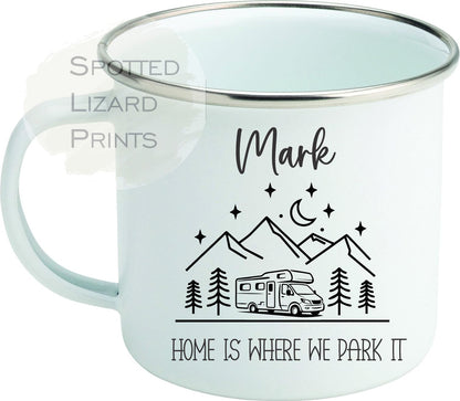 Personalised Campervan Mugs, Campervan Enamel Mug, Family Campervan mugs - Camping - Auto Trailer Travel Mugs