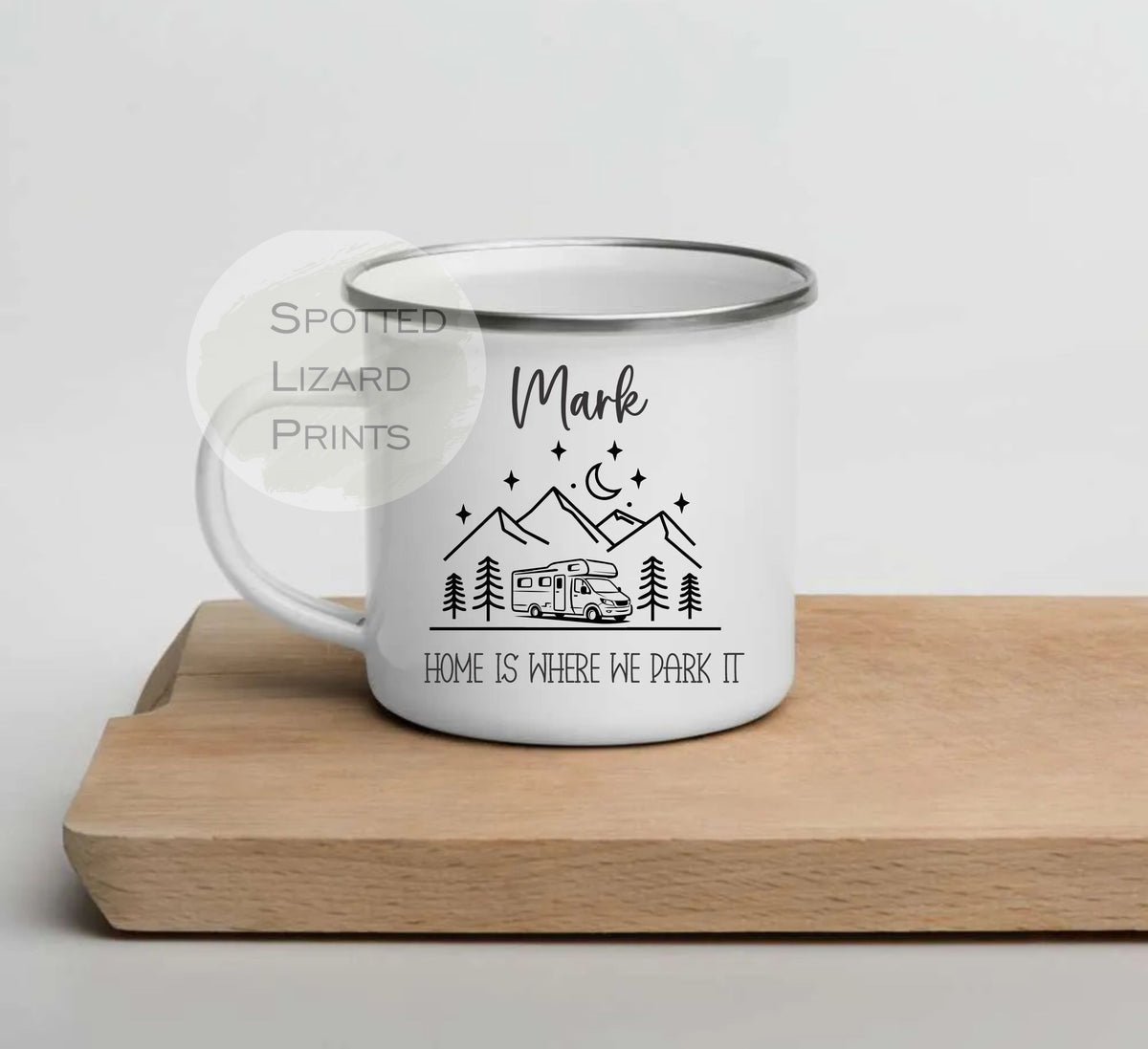 Personalised Campervan Mugs, Campervan Enamel Mug, Family Campervan mugs - Camping - Auto Trailer Travel Mugs