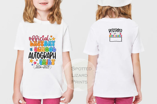 School Leaver Autograph T-Shirts | End Of Year Leavers Tops |  Last Day Nursery | Preschool leavers | Friends Sign Their Names