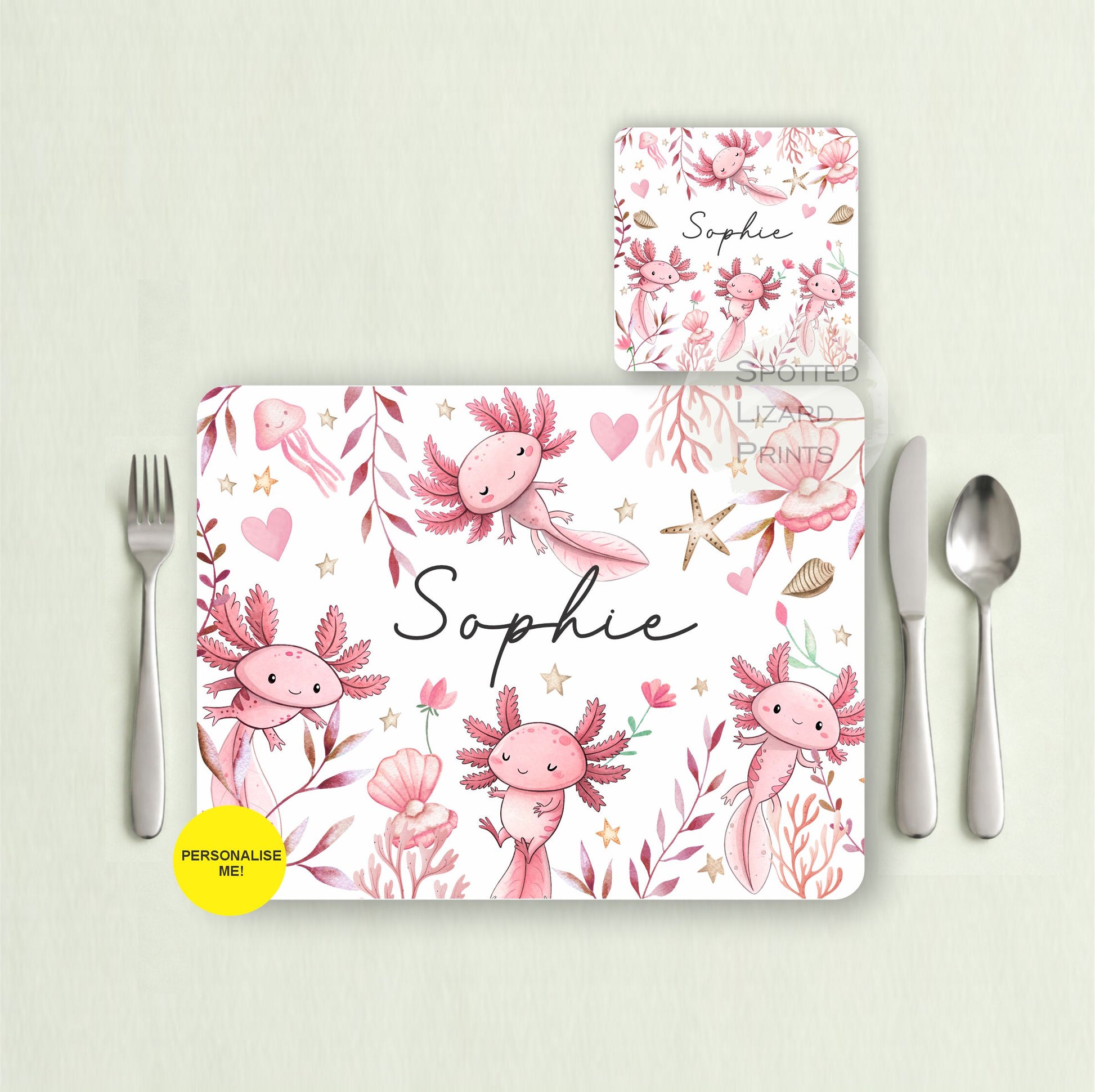 Gift for Kids - Personalised Placemat - Placemat and Coast set - Personalised Tableware - Personalised Coaster - 