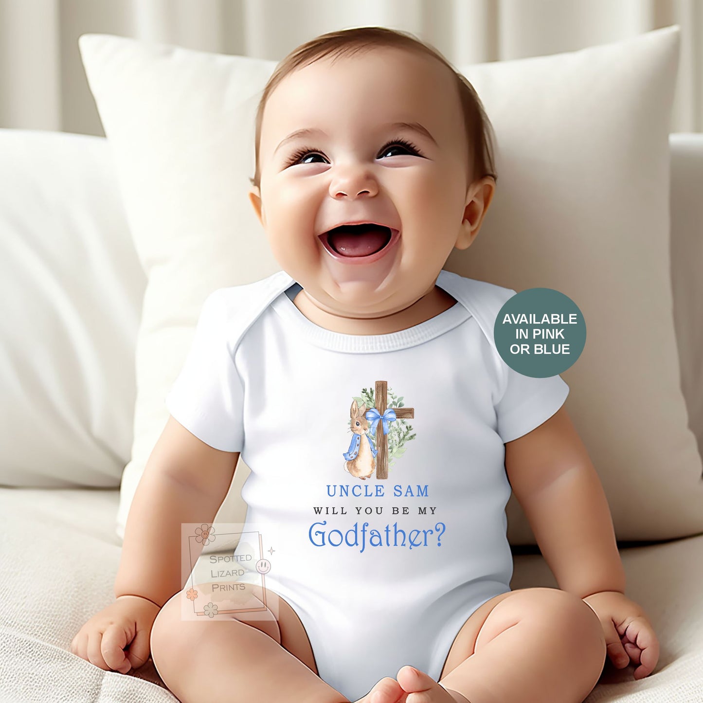 Personalised Godparent Proposal Baby Vest, Will You Be My Godmother Godfather, Christening Proposal Sleepsuit, Peter Rabbit Baptism Gift