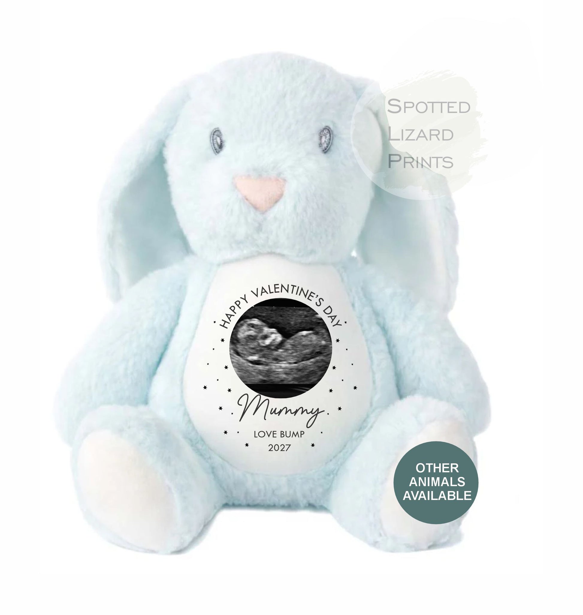 Valentines Day Gift From Bump Bunny Soft Toy - Mummy Teddy Bear - Baby Scan Teddy - Valentine's Day From Bump - Bumps First Valentines Day