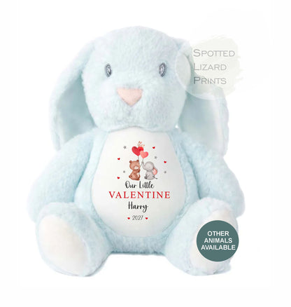 Personalised My First Valentines Day Teddy Gift,  First Valentines Day Soft Toy, Baby's First Valentines Day