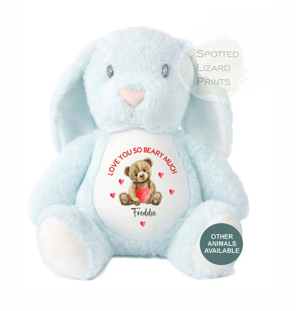 Personalised First Valentines Teddy Soft Toy, personalised Valentines Gift, Valentines Day soft Toy, Gift for Her, Our little Valentine