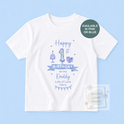 Personalised 1st Birthday Outfit | Happy 1st Birthday as My Daddy Gift, Custom Baby T-Shirt, Bodysuit or Sleepsuit, 1st Birthday as my Daddy