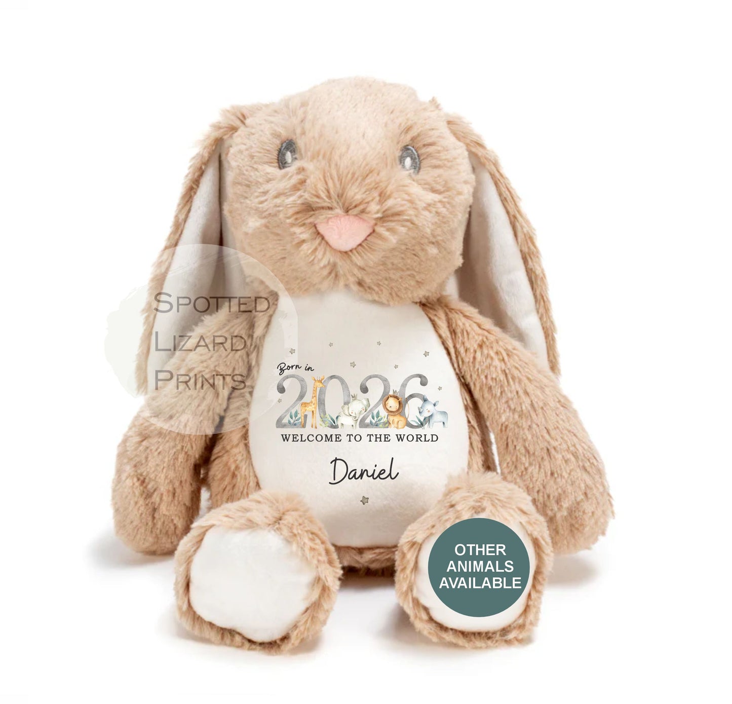 Personalised Born in 2026 Soft Toy Name, Welcome to the World - Baby Shower - Baby Gift - Baby Girl Baby Boy - personalised baby gift