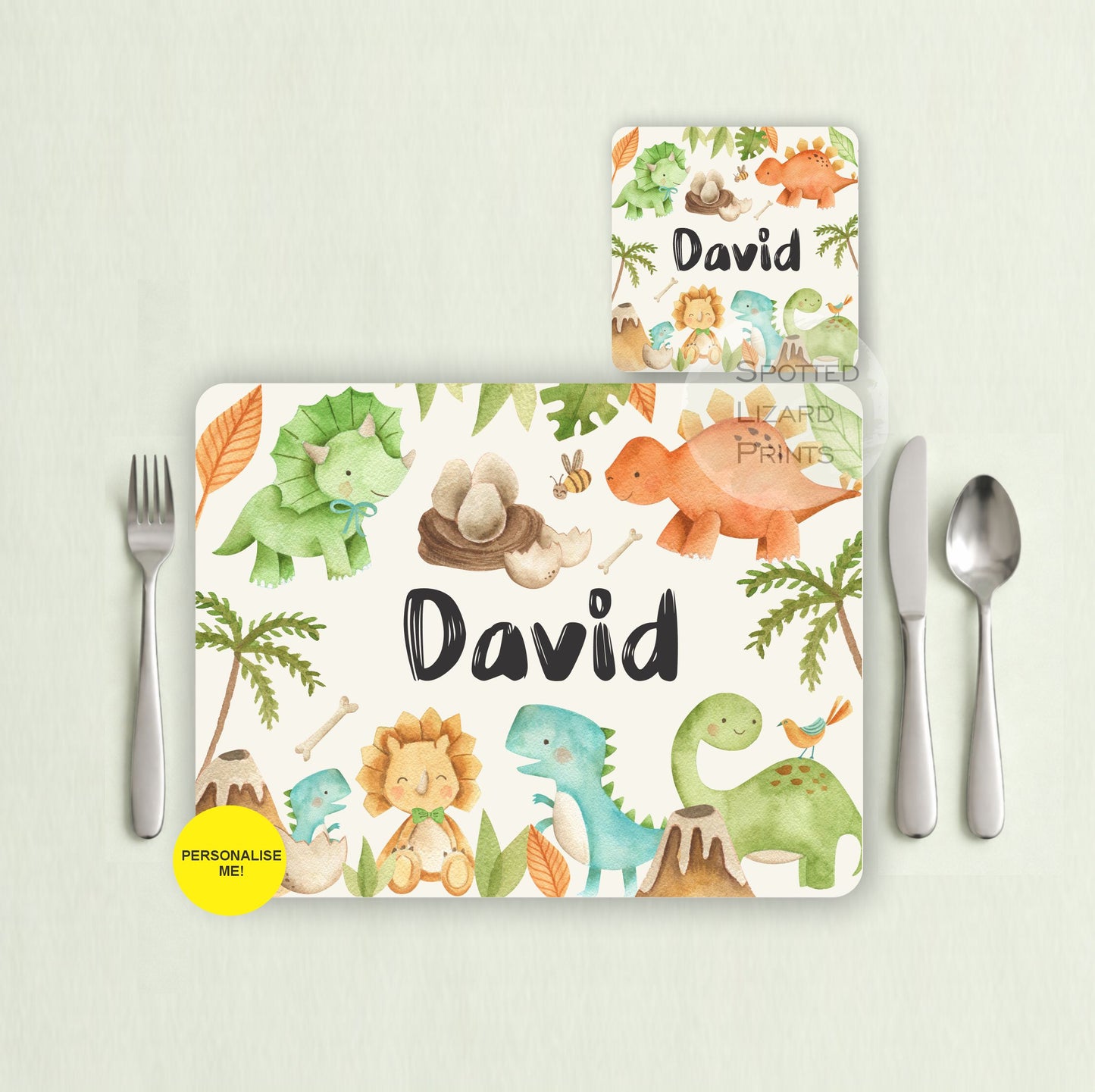 Gift for Kids - Personalised Placemat - Placemat and Coast set - Personalised Tableware - Personalised Coaster - 