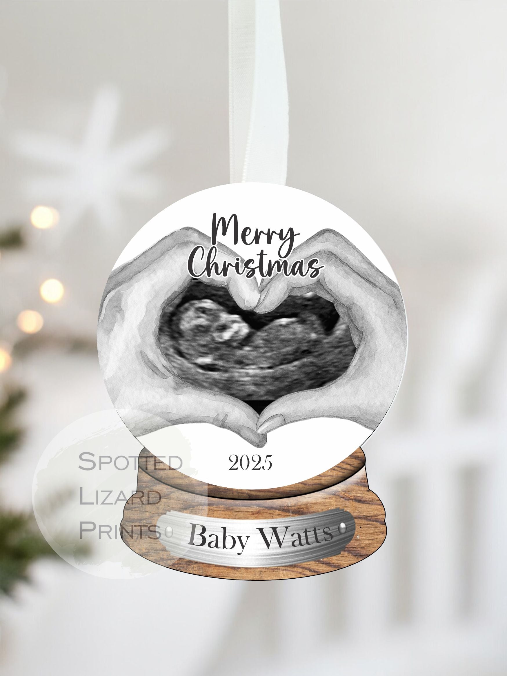 personalised baby scan photo christmas bauble