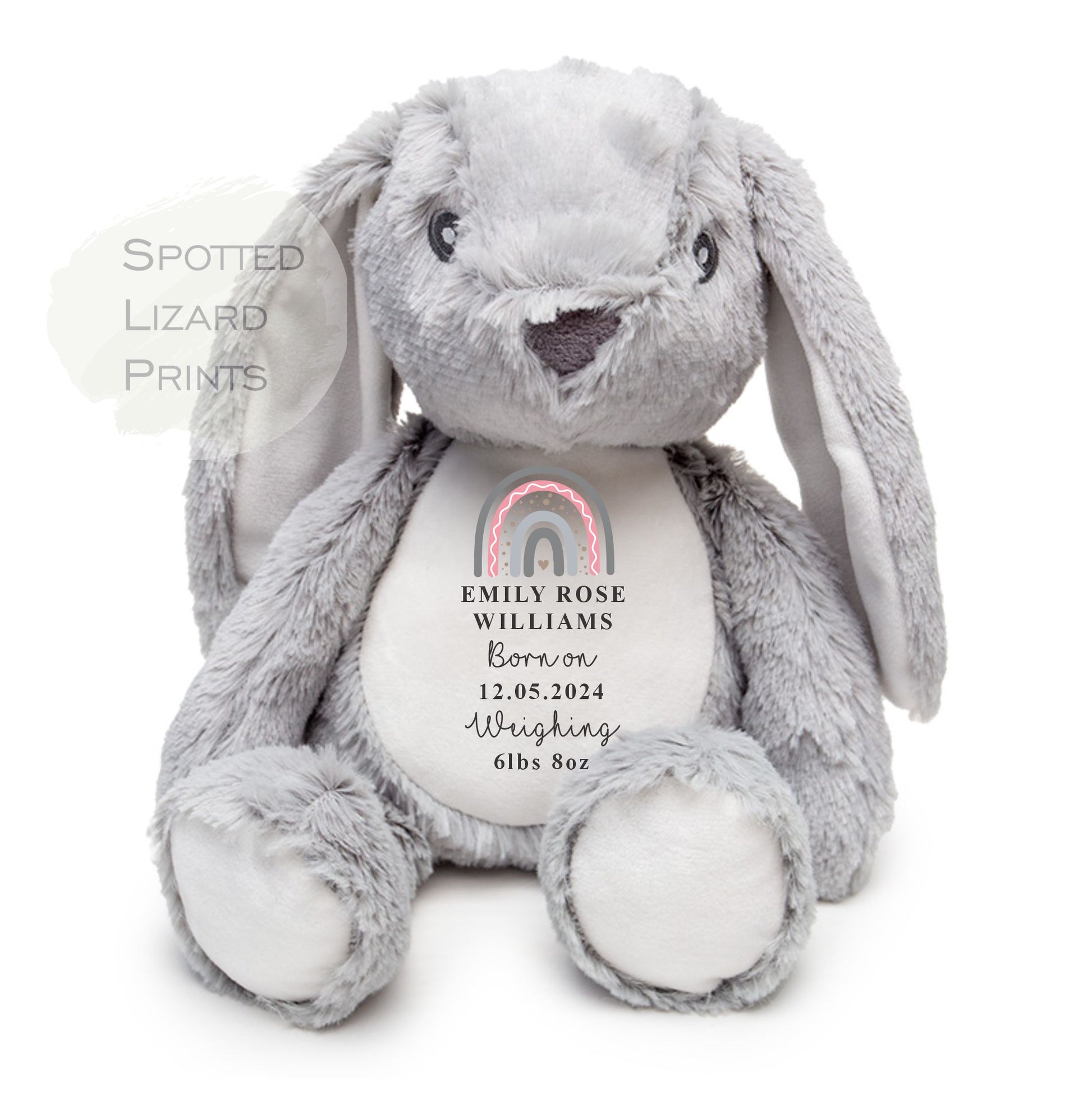 personalised Birthday announcement Rabbit soft toy