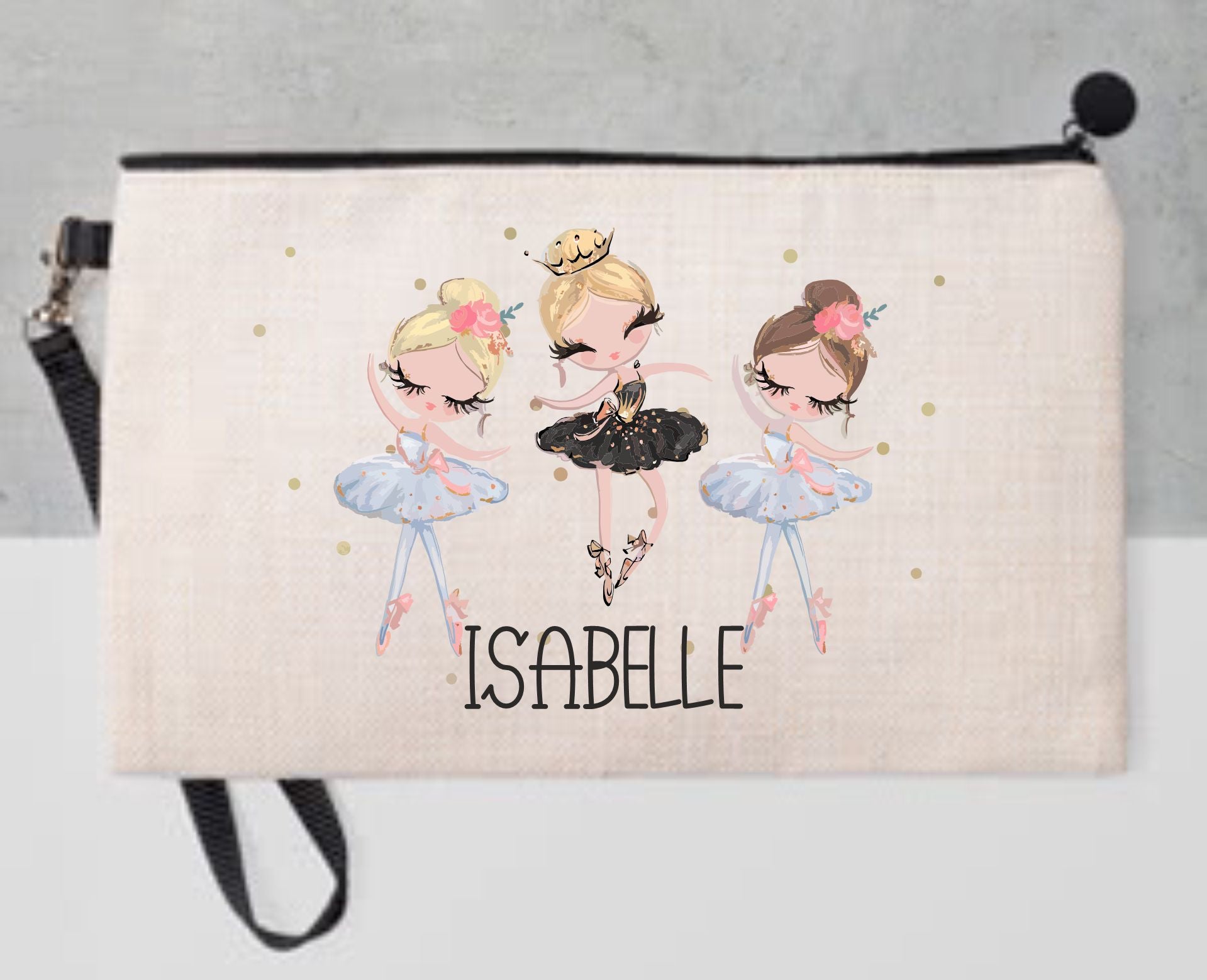 Personalised Pencil Case. Unique Hand printed Gifts for Children. Ballerina storage Bag