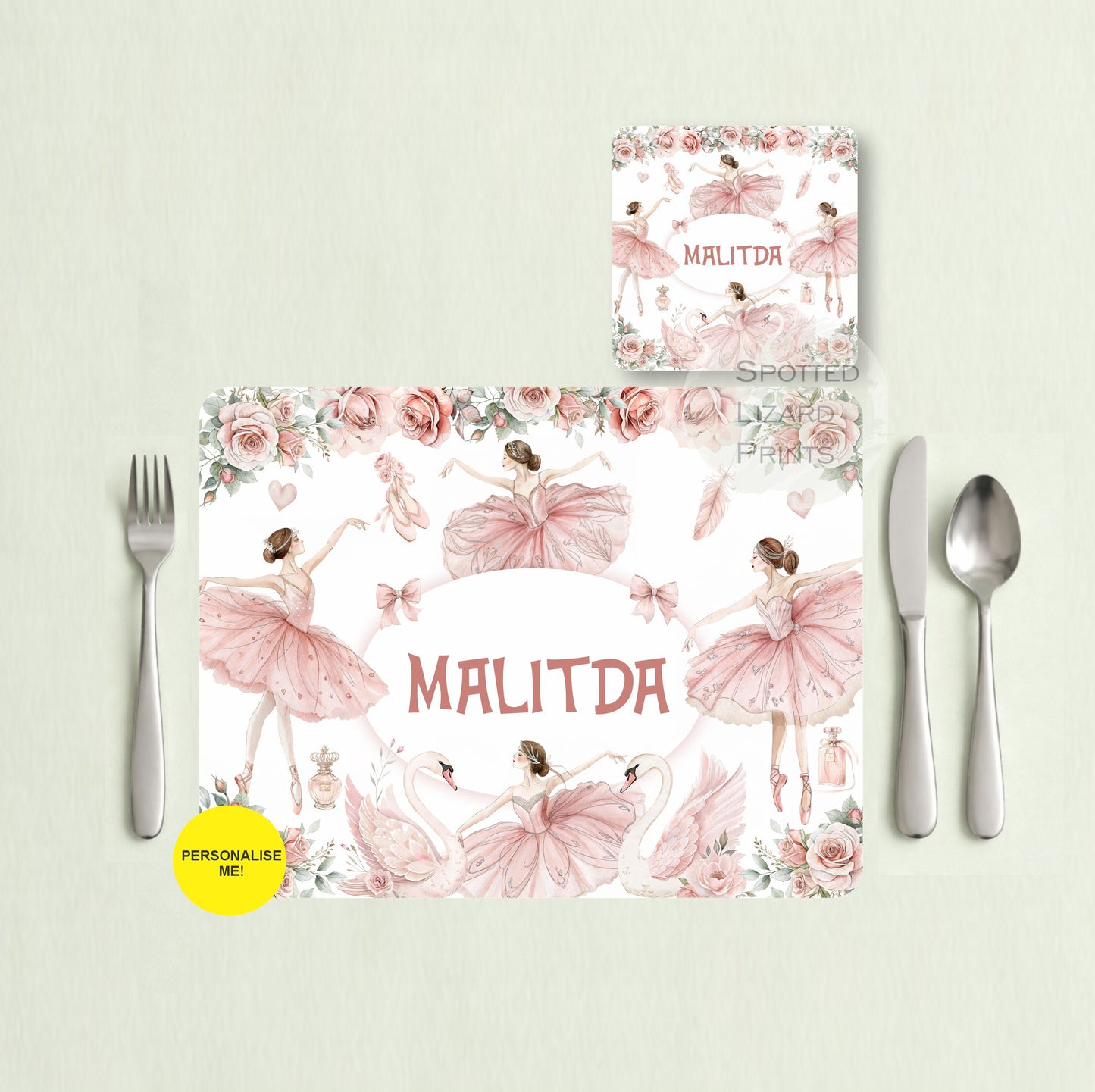 Gift for Kids - Personalised Placemat - Placemat and Coast set - Personalised Tableware - Personalised Coaster - 