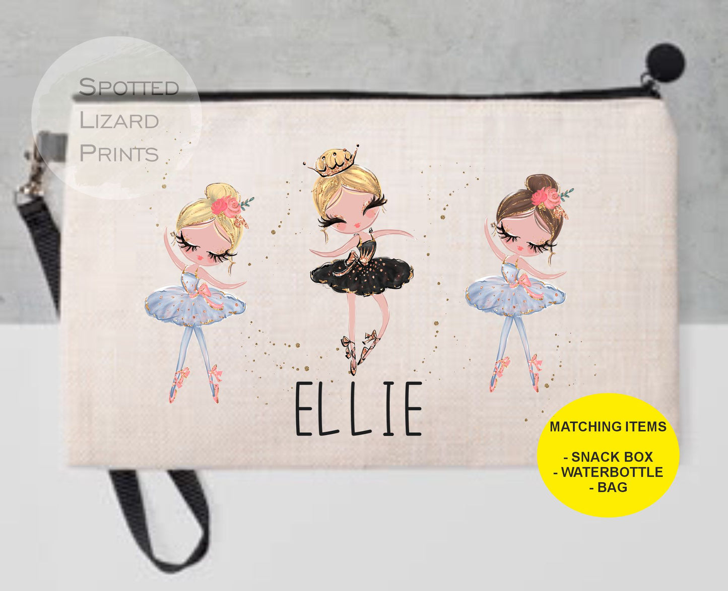 Pencil case. Ballet. Personalised with a name.