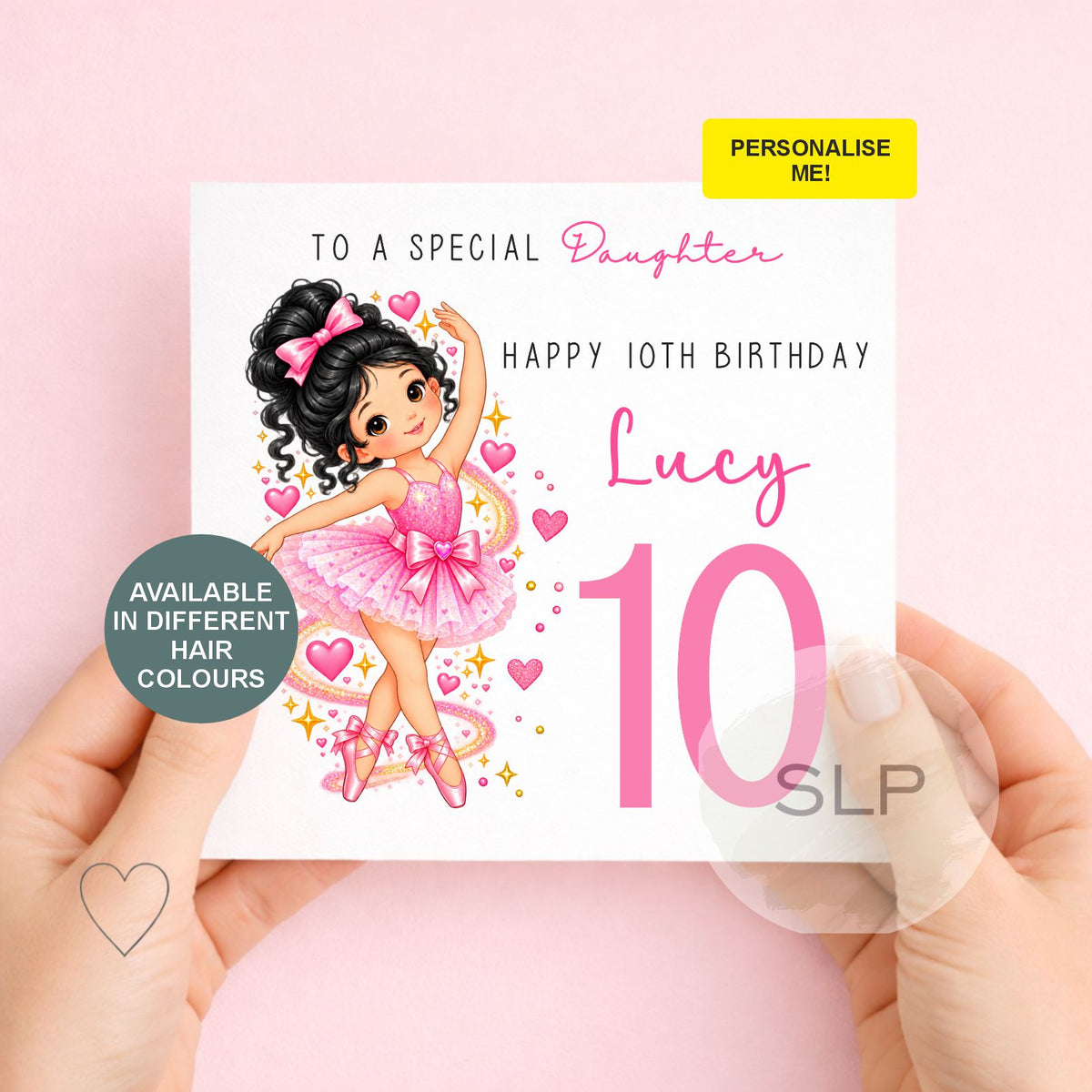 Personalised Ballet Dancer Birthday Card for Girls | Custom Ballerina Card | Name, Age, Relationship & Hair Colour