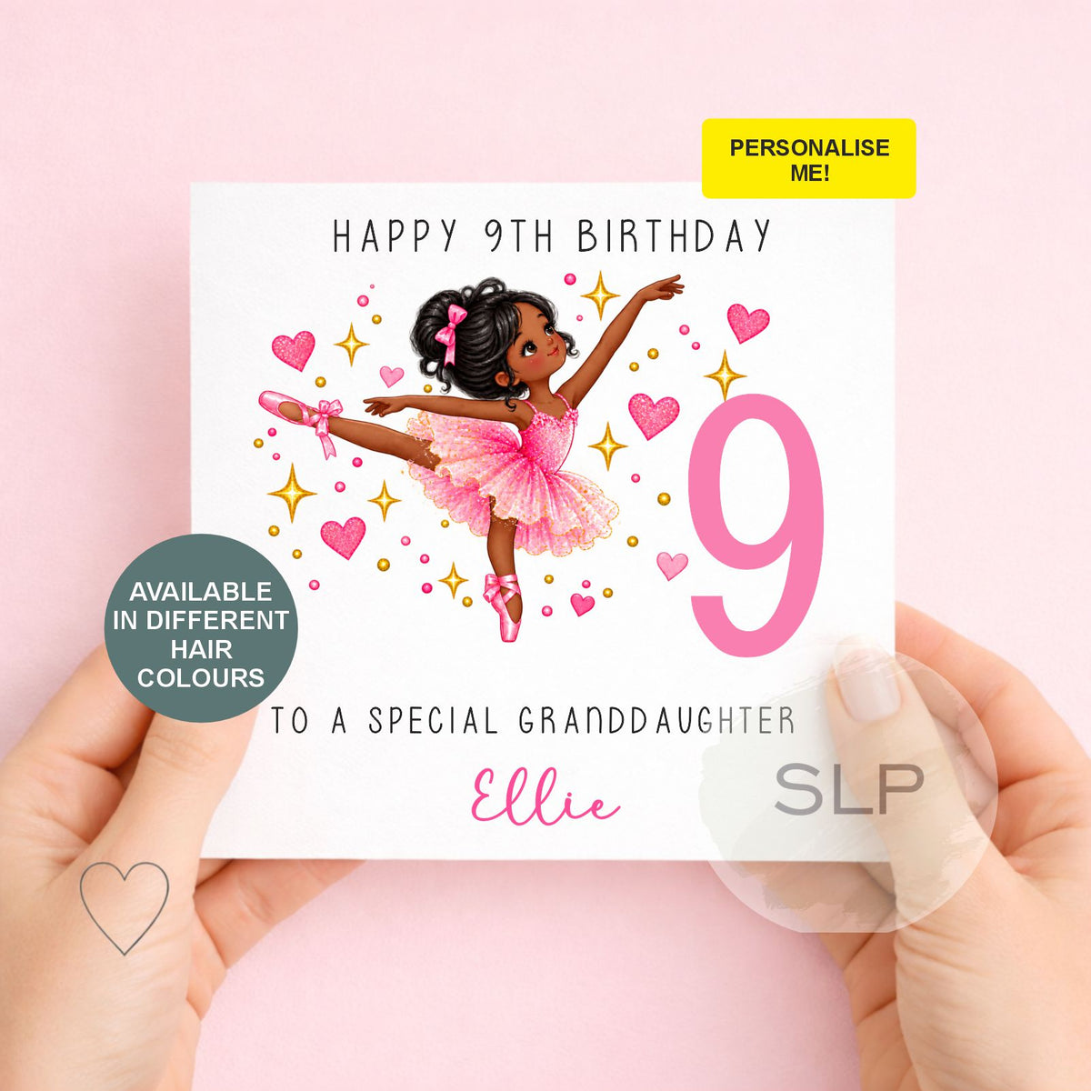 Personalised Ballet Dancer Birthday Card for Girls | Custom Ballerina Card | Name, Age, Relationship & Hair Colour