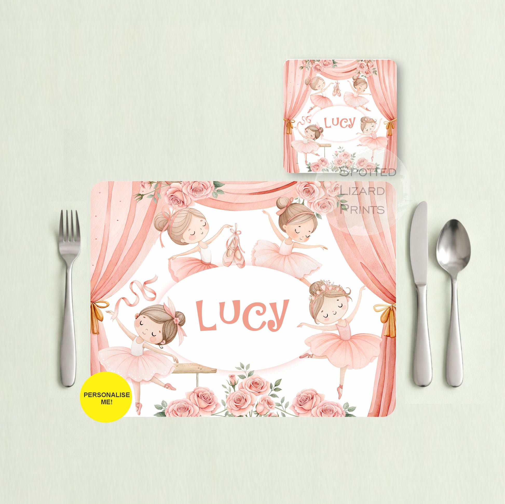 Gift for Kids - Personalised Placemat - Placemat and Coast set - Personalised Tableware - Personalised Coaster - 