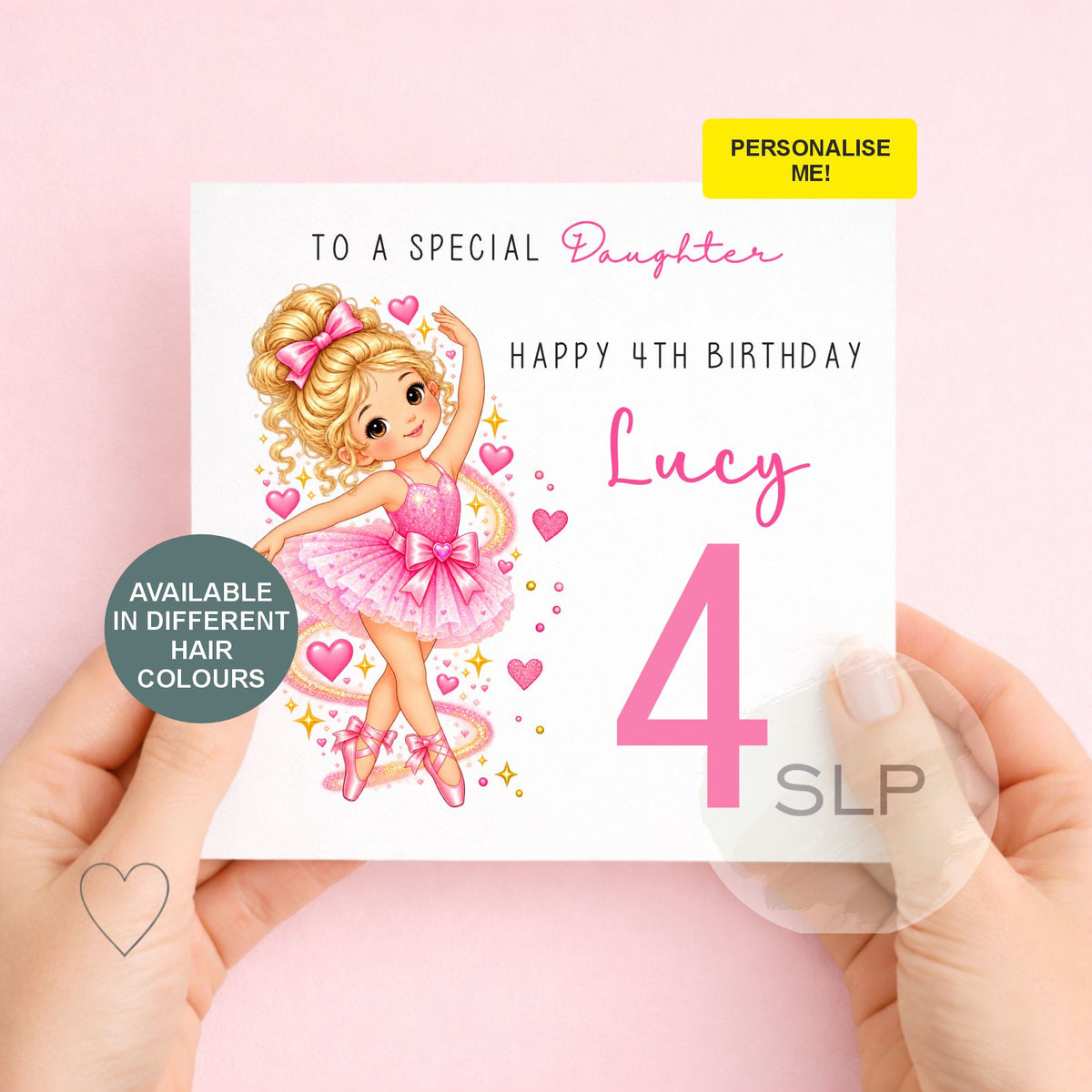 Personalised Ballet Dancer Birthday Card for Girls | Custom Ballerina Card | Name, Age, Relationship & Hair Colour
