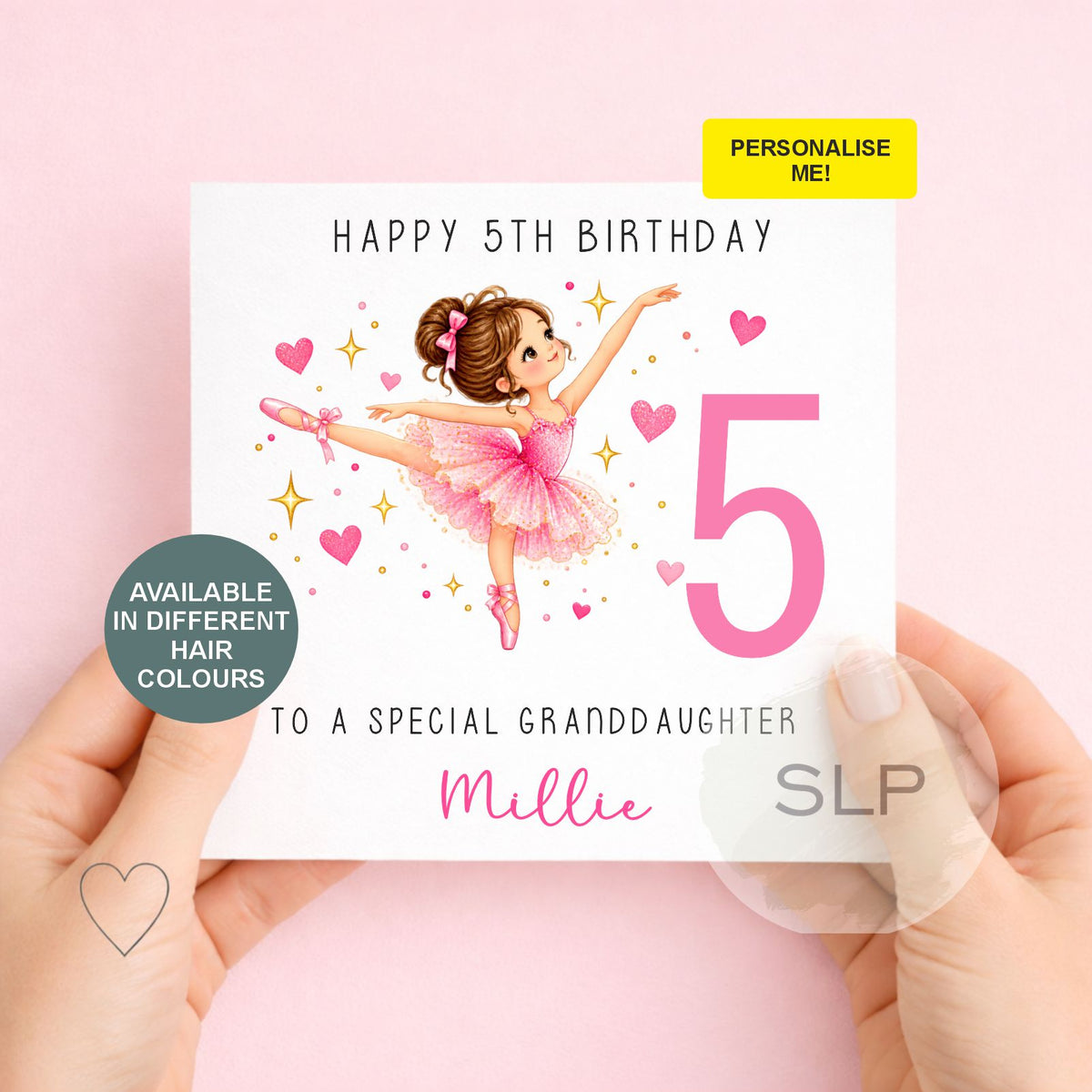 Personalised Ballet Dancer Birthday Card for Girls | Custom Ballerina Card | Name, Age, Relationship & Hair Colour