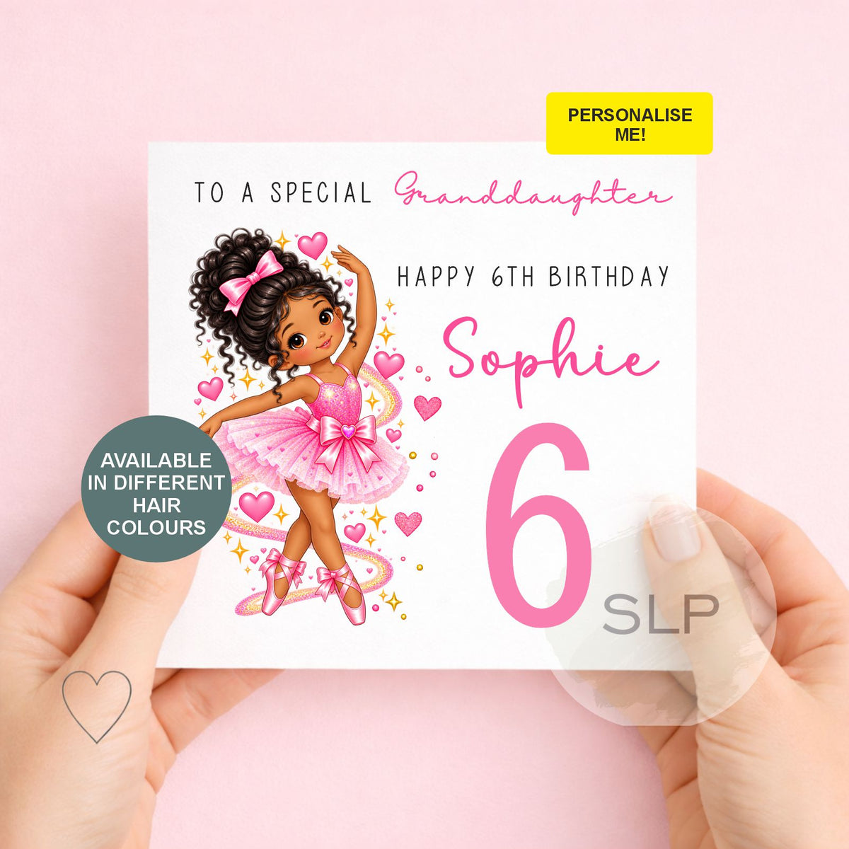 Personalised Ballet Dancer Birthday Card for Girls | Custom Ballerina Card | Name, Age, Relationship & Hair Colour
