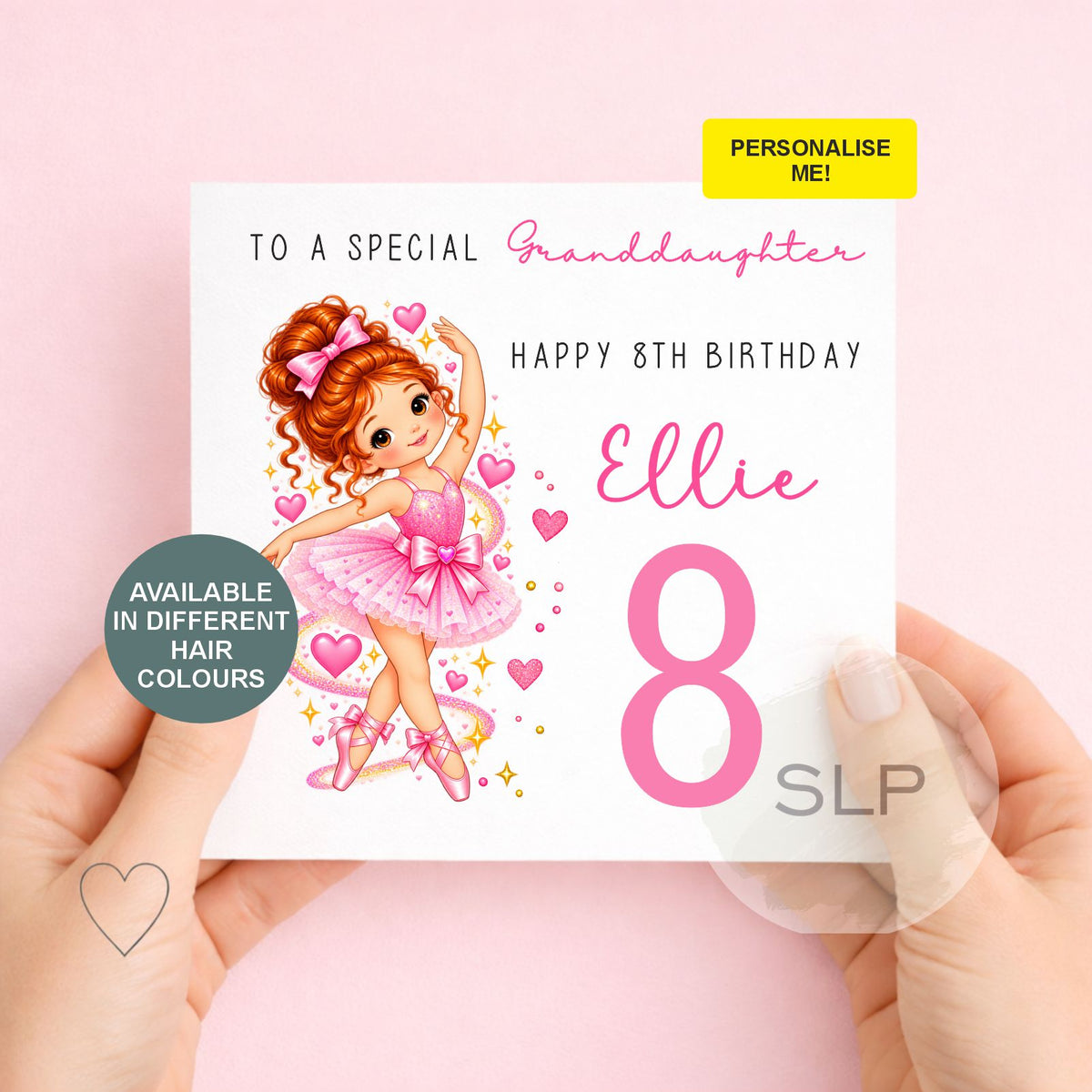 Personalised Ballet Dancer Birthday Card for Girls | Custom Ballerina Card | Name, Age, Relationship & Hair Colour