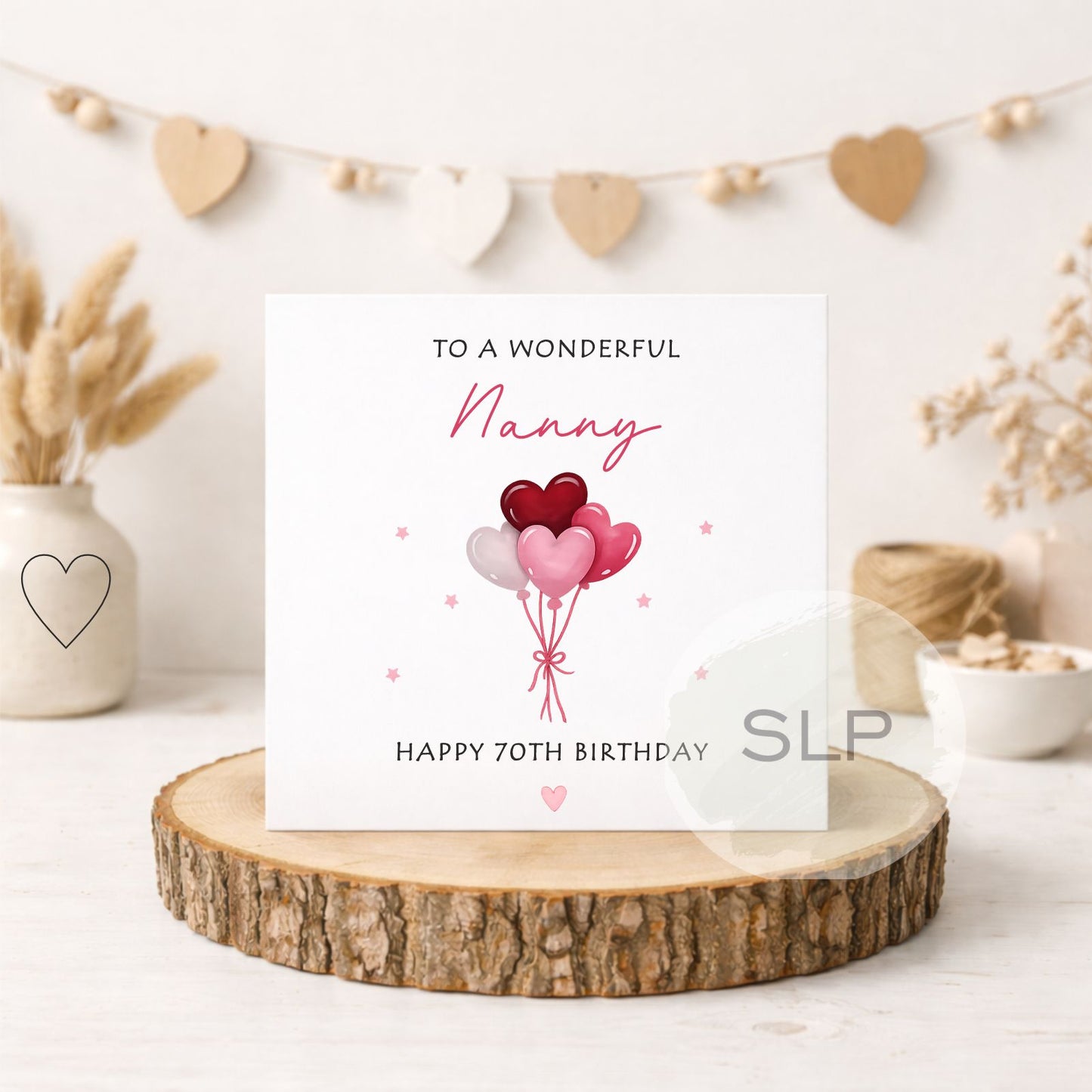 Personalised Birthday Card – Any Name & Any Age | Heart Balloon Birthday Card | Custom Birthday Card for Her, Mum, Nana, Friend